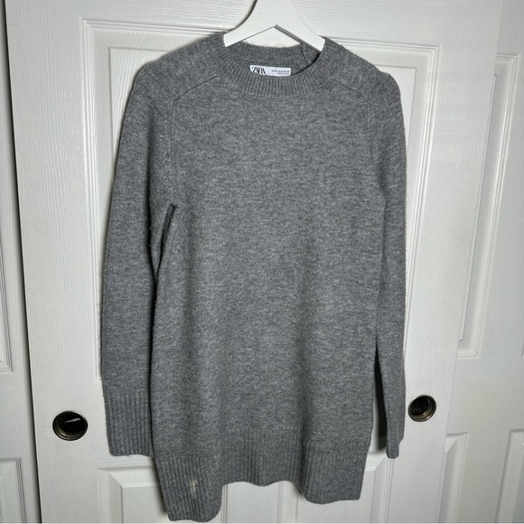 ZARA Women’s Soft Knit Sweater Dress XSmall Heather Grey Preppy Office Normie - Picture 6 of 15